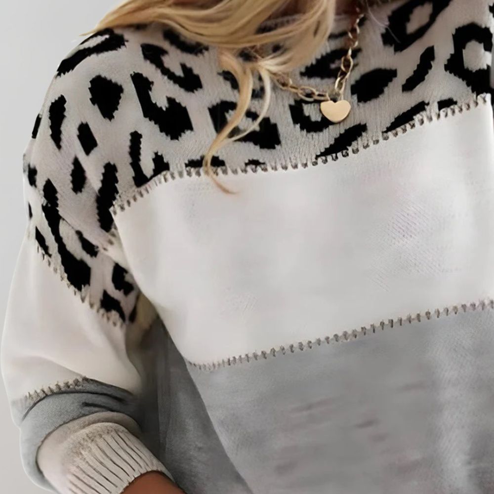 Noelle | Casual Sweater with Leopard Design