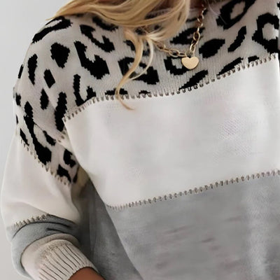 Noelle | Casual Sweater with Leopard Design