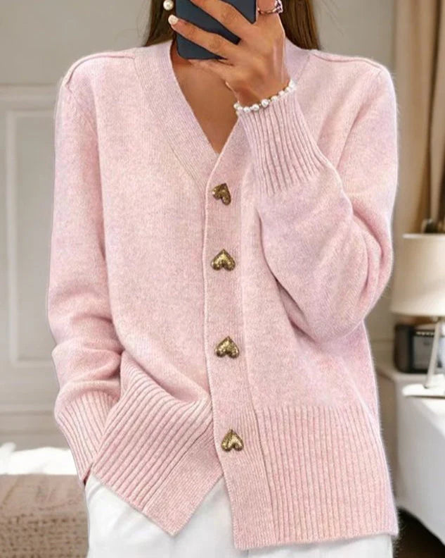 Adele – Soft Cardigan with Heart Buttons