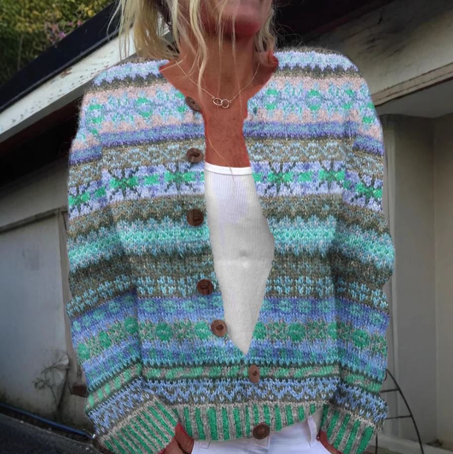 Charlotte | Blue Patterned Cardigan